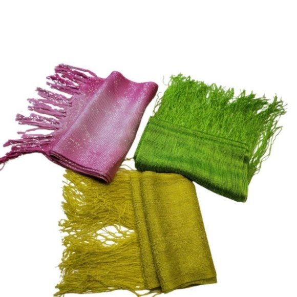 Lime Green Glitter Embellish Long Rectangular Scarf Tassel Shawl - Picture 9 of 13